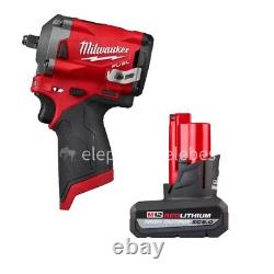 Milwaukee M12 FUEL Stubby 3/8 Impact Wrench & HIGH OUTPUT XC 5.0 Ah Battery