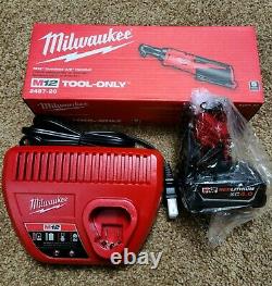 NEW Milwaukee M12 Cordless 3/8 Ratchet, 2457-20 Kit with 4.0Ah Battery + Charger