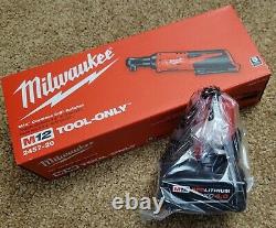NIB Milwaukee M12 Cordless 3/8 Ratchet, 2457-20 with XC4.0 4.0Ah Battery