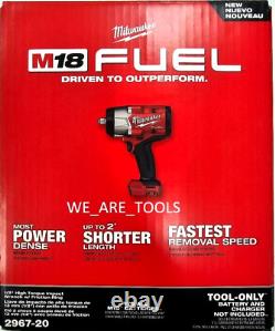 New 2967-20 Milwaukee FUEL M18 1/2 Cordless Brushless Impact Wrench Ring 18 Volt
