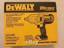 New Dewalt DCF889B 1/2 20V Max Cordless High Torque Impact Wrench with Detent Pin