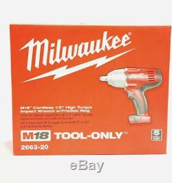 New In Box Milwaukee M18 2663-20 Cordless 1/2 High Torque Impact Wrench 18 Volt