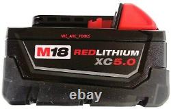 New Milwaukee M18 2663-20 Cordless 1/2 Impact Wrench, 2 48-11-1850 5.0 Battery