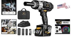 Powerful Motor Cordless Impact Wrench Rapid Fast Charge LED Sockets