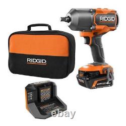 RIDGID Impact Wrench 1/2 High-Torque 18V Cordless 4-Mode with Battery + Charger