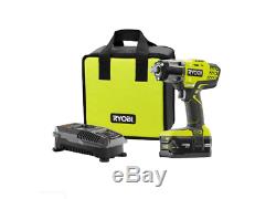 RYOBI Cordless Impact Wrench Kit 1/2 in. LED Light 18V ONE+ Charger Bag Included