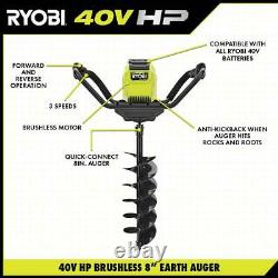 RYOBI Earth Auger 40V Brushless Cordless With 8 Bit Power Equipment (Tool Only)