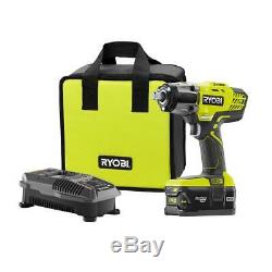 RYOBI ONE+ 1/2Impact Wrench Kit Lithium Ion Cordless 3Speed Battery Charger Bag
