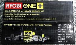 RYOBI P1833 18V 1/2 Cordless Impact Wrench KIT Battery Charger Bag BUNDLE P261