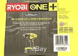RYOBI P1833 3-speed 18V 1/2 Cordless Impact Wrench Kit 4ah Battery Charger Bag