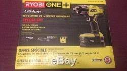 RYOBI P1833 3-speed 18V 1/2 Cordless Impact Wrench Kit Brand New