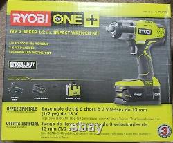 RYOBI P261K Cordless Impact Wrench 3 Speed 1/2 18V Kit with Battery & Charger New
