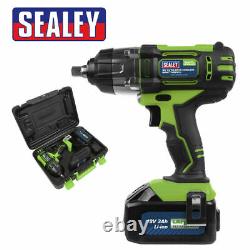 Sealey Cp400lihv 18v Lithium-ion 1/2 Cordless Impact Wrench 3ah Battery In Case