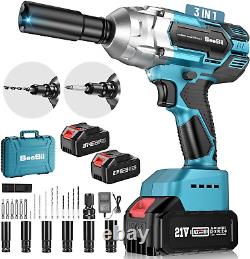 Seesii Brushless Power Impact Wrench, Cordless, 1/2 inch Max High Torque 479 with