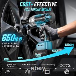 Seesii Brushless Power Impact Wrench, Cordless, 1/2 inch Max High Torque 479 with