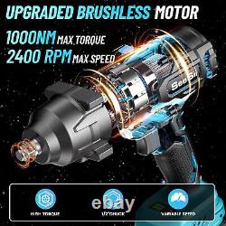 Seesii Cordless Impact Wrench, 1180Ft-lbs(1000N. M) Electric Impact Wrench Gun