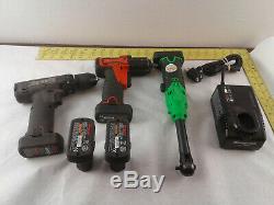 Snap-on Cordless Set 14.4V 3/8 Impact Wrench Drill Ratchet Charger 5 Batteries