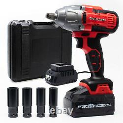 Toolman 20V Max 2200RPM 480Nm 1/2 Cordless Impact Wrench with 4PC sockets