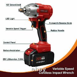 Toolman 2pc 20V 16PC Batterie Cordless Lithium-ion Power Impact Wrench brushless