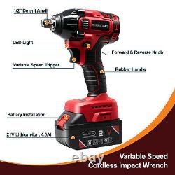 Toolman Rechargeable Cordless Lithium-ion Power Impact Wrench kit 1/2 21V ZTP01