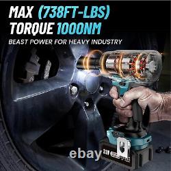 Uaoaii 1000Nm(738ft-lbs) Cordless Impact Wrench High Torque, 1/2 Battery Impact