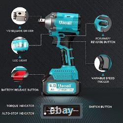 Uaoaii Cordless Impact Wrench Compact 420 ft-lbs High Torque Gun Brushless 21V