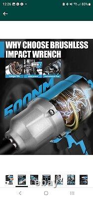 VICRING 20V Cordless Impact Wrench 1/2 Inch Gun Brushless High Torque With Battery