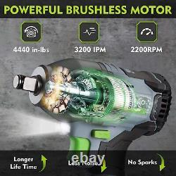 WORKPRO 1/2'' Cordless Impact Wrench Brushless 20V 1 Hour Fast Charger Battery