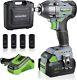 WORKPRO Cordless Impact Wrench 1/2 inch, 20V Brushless with4.0 Ah Battery&Case NEW