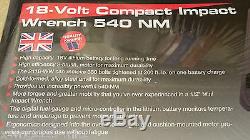 Werkzeug 18V Impact Wrench 540 Nm Compact Size Cordless Pro Range